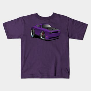 Modern American Purple Muscle Car Cartoon Illustration Kids T-Shirt